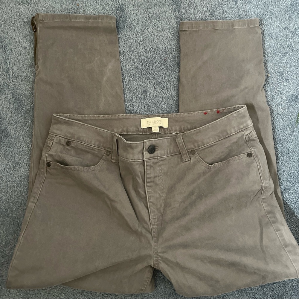 Talbots Petites Stretch Pants sz 12p Lt Gray Everyday Casual